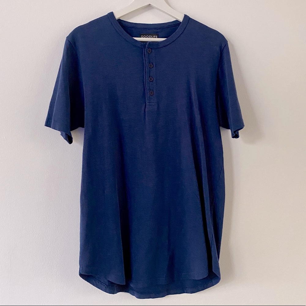 GOODLIFE - Blue Tee with half buttons